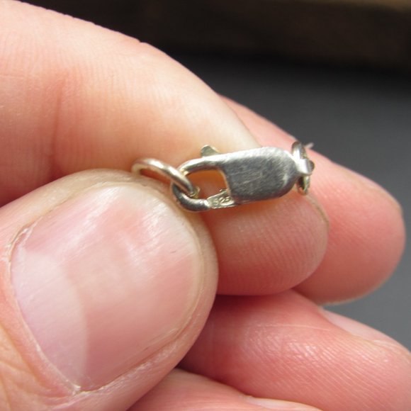 16" Sterling Silver Glass Orb Necklace Vintage - Picture 3 of 5